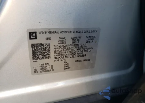 2020 GMC Terrain Sle from USA, damaged, VIN 3GKALMEV3LL328869